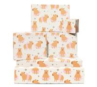 Capybara Funny Wrapping Paper - Eco-Friendly - 6 Sheets Of Cream Gift Wrap - Ballerina Capybaras - Ballet - Kids Wrapping Paper For Birthday - Recyclable - By Central 23