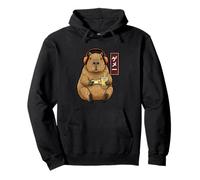 Capybara Gamer ukiyo-e Japanese w Boba tea Pullover Hoodie