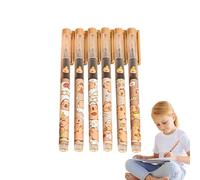 Capybara Gel Pens - 6 Pieces Capybara Ballpoint Pens | 0.5 Mm Cartoon Animal Silky Retractable Erasable Pens | Quick-Drying Cute Pen Set for Kids | Student Stationery Set