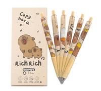 Capybara Gel Pens Set Capybara | 0.5mm Fine Point Retractable Gel Ink Pens, 6 Aesthetic Soft Grip Pens Black Ink, Innovative Animal Pens for Girls and