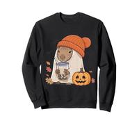 Capybara Ghost Costume Capybara Drink Bubble Tea Halloween Sweatshirt