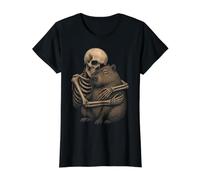 Capybara Gothic Skeleton Hug Illustration Value Graphic T-Shirt, Women, Black, S