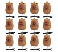 Capybara Hair Clips - 12 Pieces Solid Material Cute Cartoon Claw Clip | Plush Metal Spring Capybara Hair Accessories | Funny Clips For Girls, Kids, Teens | Secure Grip Clip For Hats