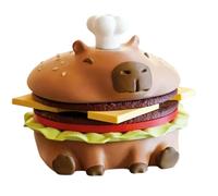 Capybara Hamburger Coaster Set, 13 x 13 x 10 cm, Fun Coaster with Magnetic Stackable Function, Silicone Drink Mat, Table Accessory with a Desi