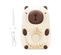 Capybara Handheld Fan ABS Cartoon C-apybara Pocket Fan 8x6x11cm Handheld Fan With Lanyard, USB Charging 3-Speed Portable Air Cooler For All Ages Kids Girls Women Men Students