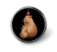 Capybara_ Happy Birthday Metal Badge Pins 1" Round Brooches | Lapel Pins for Shirt Backpack Jacket Hat Coat Bag Clothing Jewelry Accessories Gifts for Women Men