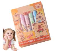 Capybara Highlighters - Lovely Chisel Tip, Cute Pastel Fluorescent Marker Pens, Smooth Ink Flow, Durable Design, Compact Size | Study School Use For Students Teens Girls Boys Office Supplies