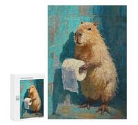 Capybara Holding Toilet Paper Roll Puzzle 1000 Teile Schwer Puzzle Spielzeug Lernspiel Impossible Herausforderungsspielzeug Für Erwachsene Kinder 300 PCS