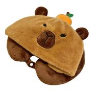Capybara hooded pillow, plush neck support pillow for plane, car, bus, train, travel, comfortable and soft sleeping pillow for children or adults for long distances and rest phases