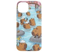 Capybara Hot Spring Case Cute Japan Cherry Blossom Bath Case for iPhone 15 Plus