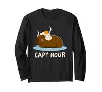 Capybara Hot Spring Cute Citrus Bath Capy Hour Humor Long Sleeve T-Shirt