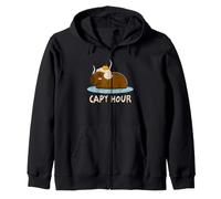 Capybara Hot Spring Cute Citrus Bath Capy Hour Humor Zip Hoodie