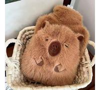 Capybara Hot Water Bottle with 1000 ml, Cute Heat Holder with Plush Cover, Leak-proof Closure, Ideal as a Bed Warmer for Neck, Back, Shoulders & Legs (Kapibala Hot Bottle)