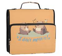 Capybara I Didn't Mean It 3 Ring Zipper Binder with Handle Shoulder Strap, 500 Sheet Capacity Multi-Pocket Storage Organizer Bag for School Office