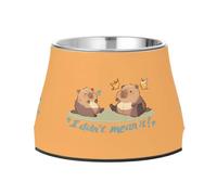 Capybara I Didn't Mean It Dog Raised Bowl, 540 ML Feeding Food Pet Bowl Stainless Steel Non-slip High Capacity Cat Bowl