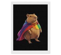 Capybara in Gay LGBT Cape Diamond DIY Painting Kits Round Full Drill Digital Art Craft for Home Office Wall Decor 12"x16"