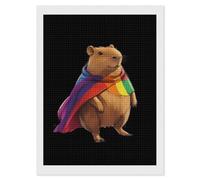 Capybara in Gay LGBT Cape Diamond DIY Painting Kits Square Full Drill Digital Art Craft for Home Office Wall Decor 12"x16"