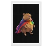 Capybara in Gay LGBT Cape Diamond DIY Painting Kits Square Full Drill Digital Art Craft for Home Office Wall Decor 8"x12"