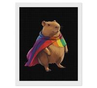 Capybara in Gay LGBT Cape Diamond DIY Painting Kits Square Full Drill Digital Art Craft for Home Office Wall Decor 16"x20"