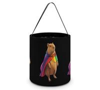 Capybara in Gay LGBT Cape Halloween Tricking Or Treating Bag Funny Candy Bucket Tote Gift Wrap Bags
