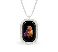 Capybara in Gay LGBT Cape Women's Pendant Necklaces Inlaid Crystal Pendants Long Alloy Necklace Jewelry Gift Silver-style