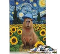 Capybara in Starry Night Sunflower Field Jigsaw Puzzles For Adults 1000 Piece Jigsaw Puzzles For Kids,Paper Puzzles For Adults,The For Family And Friends 38x26cm/1000pcs