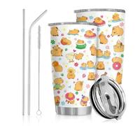 Capybara Insulated Water Bottle, Stainless Steel Tumbler with Lid, Cute Coffee Cup, Non-Spill Tumbler for Desk, Leak-Proof Thermos for Outdoor, Office, Travel,Capybara Gift