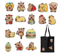 Capybara Iron-on Patches - 16 Pack Embroidery Badges, Cute Fabric Applique, Handmade Craft Accessories, Stylish Repair Sticker, Heat Activated Glue with Firm Hold for Backpack, J