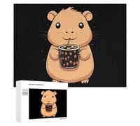 Capybara Is Drinking Tea Fun Wooden Picture Puzzle Creative Gift Wood Jigsaw for Adults And Family Game