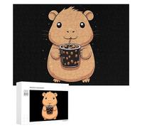 Capybara Is Drinking Tea Fun Wooden Picture Puzzle Creative Gift Wood Jigsaw for Adults And Family Game