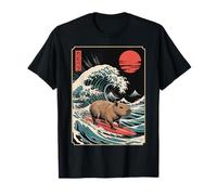 Capybara Japan Kanagawa Wave Animal Surfing Capybara T-Shirt