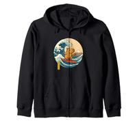 Capybara Japan Surfing Japanese Kanagawa Wave Boys Girls Kid Zip Hoodie