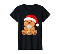 Capybara Kawaii Drinking Bubble Tea Boba Christmas Value Graphic T-Shirt, Women, Black, S