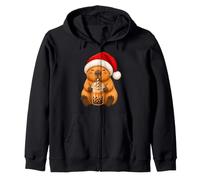 Capybara Kawaii Drinking Bubble Tea Boba Christmas Zip Hoodie