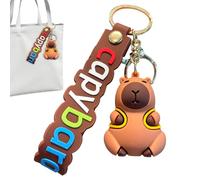 Capybara Key Chain - 6.6Cm Cute PVC Animal Figure, Funny Doll Charm, Milk Tea Cup Shape, Cartoon Pendant, Novelty Keyring | Car Keys Holder For Backpack Purse Boys Girls, Key Holder Backpack Purse