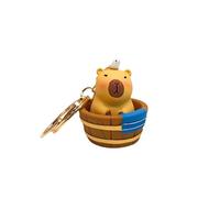 Capybara Key Chain Animal Keychain Pendant Accessory Keyring Cute Funny Capybara Shape Double Ring Keychains Gift for Friend (Bathtub Capybara)