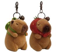 Capybara Keychain, 2 Pcs Capybara Plush Keyring Set, Soft Plush Capybara Toy Keychain for Bags, Keys, and Accessories, 10x5 Cm