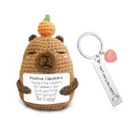 Capybara Keychain, Emotional Support Crochet Capybara, Good Luck Gifts Positive Doll with Capybara Keyring, Birthday Gifts for Her, Him, Friends, Coworker, Bestie, Home Office Decor