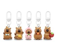 Capybara Keychains, 5 Pcs Cute Capybara Pendant for Birthday Party Gift, Backpack, Handbag, Purse, Car Key Decor, Perfect for Capybara Lovers Kids Boys Girls Students Women Capybara Party Supplies