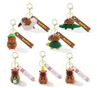 Capybara Keychains - 7pcs Cute Capybara Key Ring, Cartoon Animal Figure Keyring Pendant Capybara Car Key Holder Backpack Bag Keychain Charm, Pelican Crocodile Turtle Design For Kids Gifts (7B)