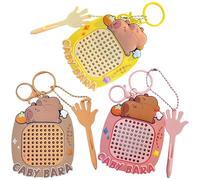 Capybara Keyring, 3 PCS Capybara Keyring with Magnetic Drawing Board and Maze Map Cute Stress-Relief Keyrings Portable Keychain Phone Accessory Keychain for Relieve Anxiety