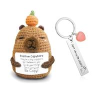 Capybara Keyring, Emotional Support Crochet Capybara with Heart Keychain, Capybara Keychain, Positive Doll Gift for Women Men Friends, Office Desk Decor, Travel Companion