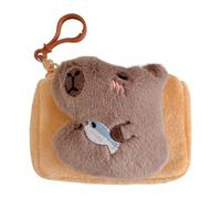Capybara Keyring Purse, Elegant Velvet Coin Holder, Mini Plush Bag, Animal Zipper, Compact Accessory Pocket, Ready for Pocket, Beautiful Piece by ALM, brown, Consulte la descripción, See description