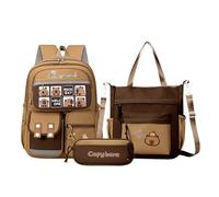 Capybara Kids Backpack Set - Waterproof School Bag with Adjustable Straps | Cute Cartoon Rucksack for Nursery/Kids | Lightweight Day-Pack with Large Capacity