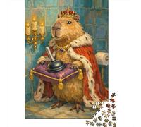 Capybara King on The Throne 1000 Piece Jigsaw Puzzle for Adults, 52x38cm/1000pcs, White Cardboard Pieces, Relaxing Indoor Activity And Family Time