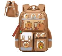 Capybara Laptop Bag - Waterproof Nylon Backpack, Adorable Cartoon Animal Design, Multifunctional Space Pack | Travel Office Study Tour Via, M, Consulte la descripción, See description