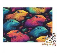Capybara Leaf Pattern 1000pcs For Family Mini Puzzle Birthday Gift | 70x50cm Cardboard Living Room Decor Durable Structure Birthday Gift Stress Relief