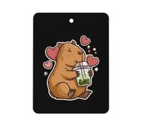 Capybara Loves Bubble Tea Car Air Freshener Aromatherapy Tablets Hanging Scented Cards for Rooms Bathrooms Wardrobe Square