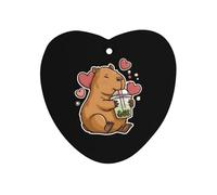 Capybara Loves Bubble Tea Car Air Freshener Aromatherapy Tablets Hanging Scented Cards for Rooms Bathrooms Wardrobe Love form