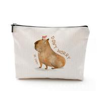 Capybara Makeup Bag, Cosmetic Bag for Women Capybara Gifts Bags | Animals Theme Gift Funny-Don’t Worry Be Capy-Makeup Bag | Animal Lover Gift Travel Capybara Cosmetic Bag Zipper Pouch